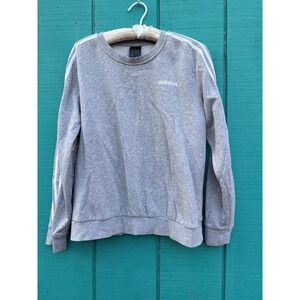 Adidas Essentials 3-Stripes Sweatshirt Heather Gray Womens Medium Pullover Crew